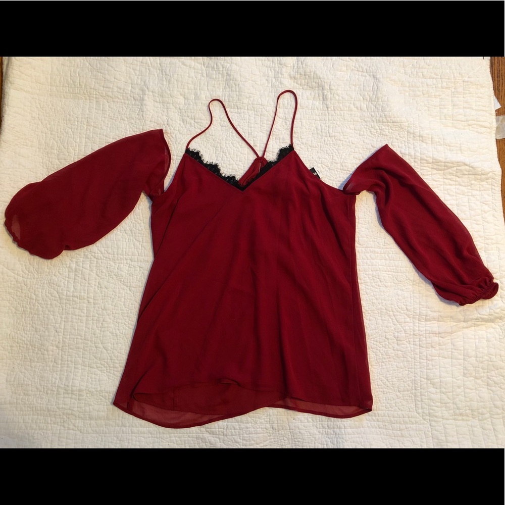 NWT Red Cold Shoulder Express Top